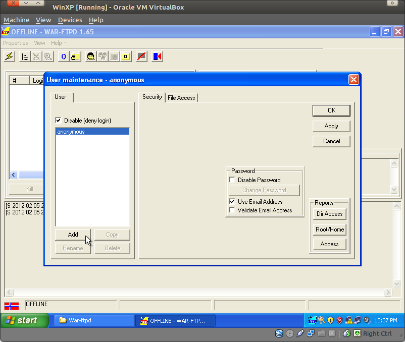 Winxp Oracle Reverse Engineering WarFTP | Information Security Berserker